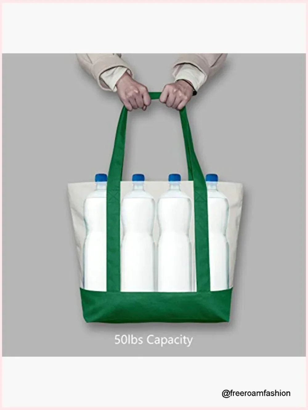 Canvas Tote Bag with Zipper Closure & Pocket
